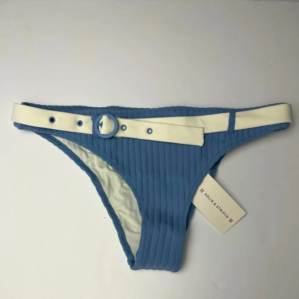 NWT Solid & Stripped Bikini Bottoms The Rachel Bikini Bottoms Belted Ice Blue